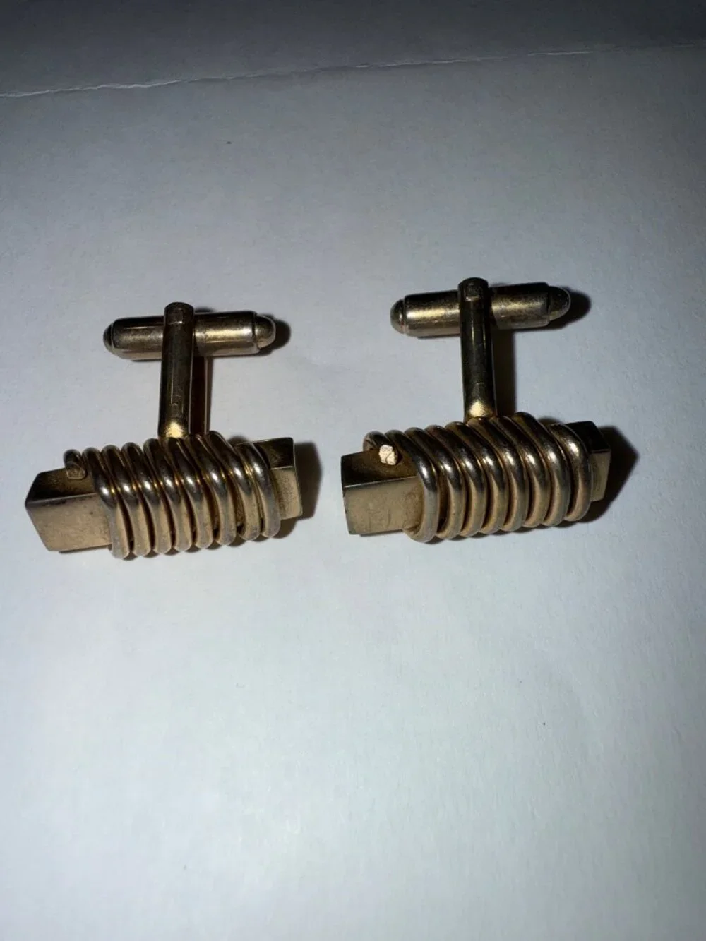 Shields Vintage Gold metal Coil Spring Men's Cufflinks